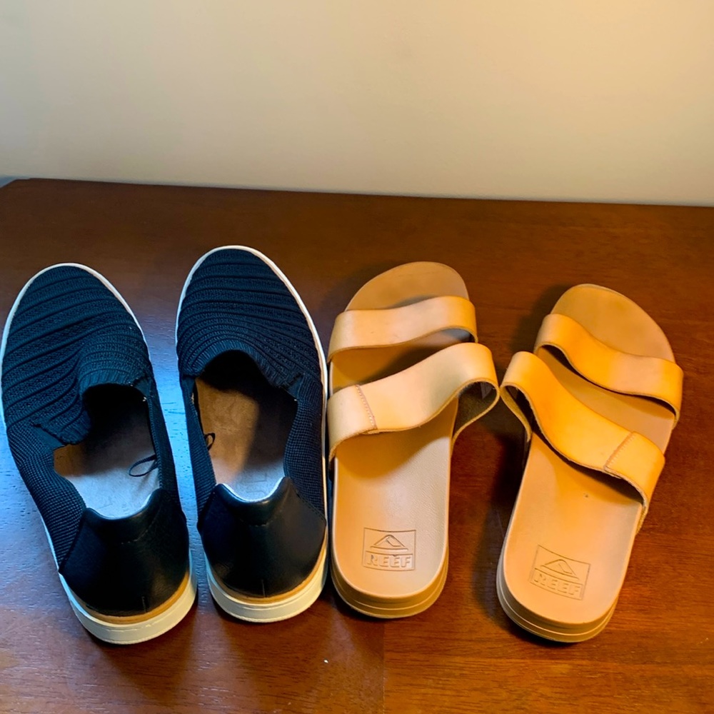 Bundle of Soul Naturalizer Black Flats and Leather Strap Reef Sandals